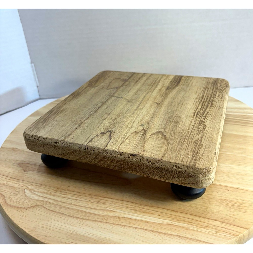 EcoCut Handmade Square Cutting Board 8in Brown Wood Grain Non-Slip Feet EC-8SQ